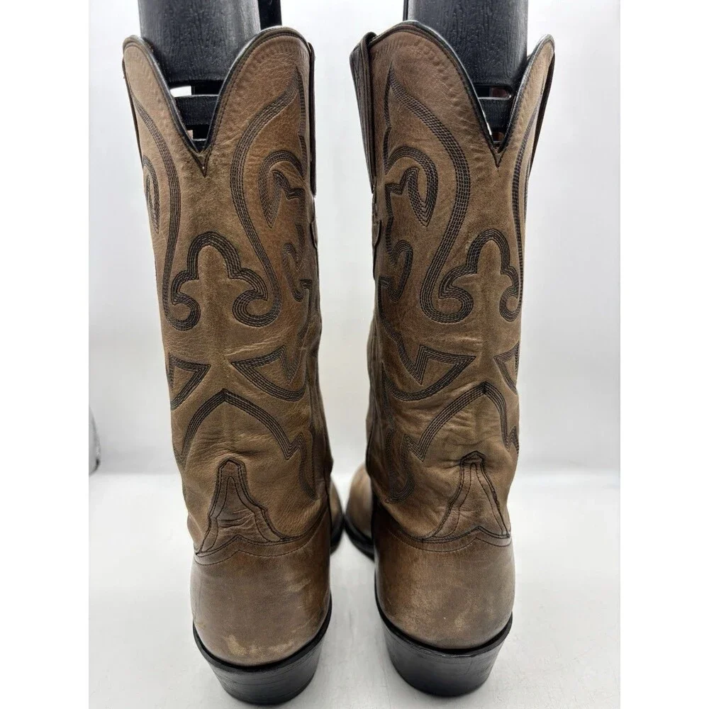 LUCCHESE WESTERN COWBOY BOOTS MENS SZ 9.5 D DANCEHALL RANCH RODEO MADE in USA